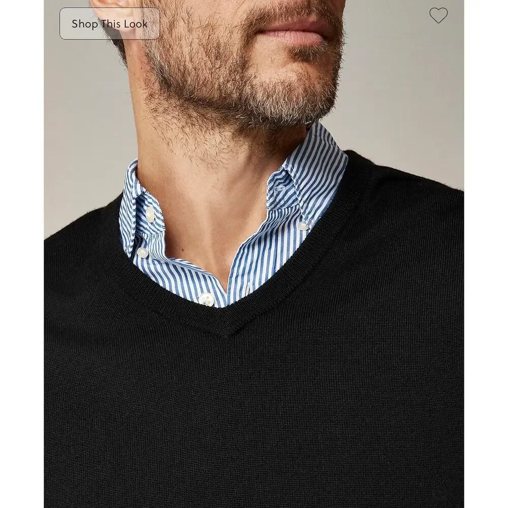 J. Crew Merino wool V-neck sweater in Black NWT size XL